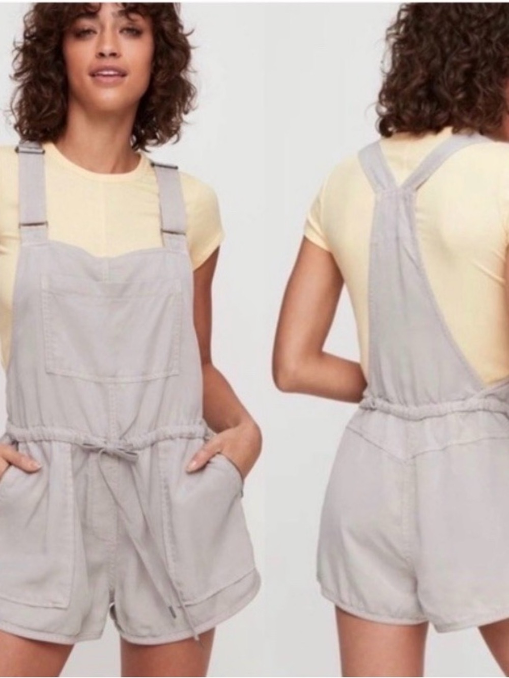 Wilfred Light Gray Short Denim Overalls